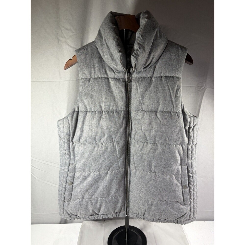 Old Navy Heather Grey Quilted Puffer Vest Large Stand Collar Zip Front Pockets